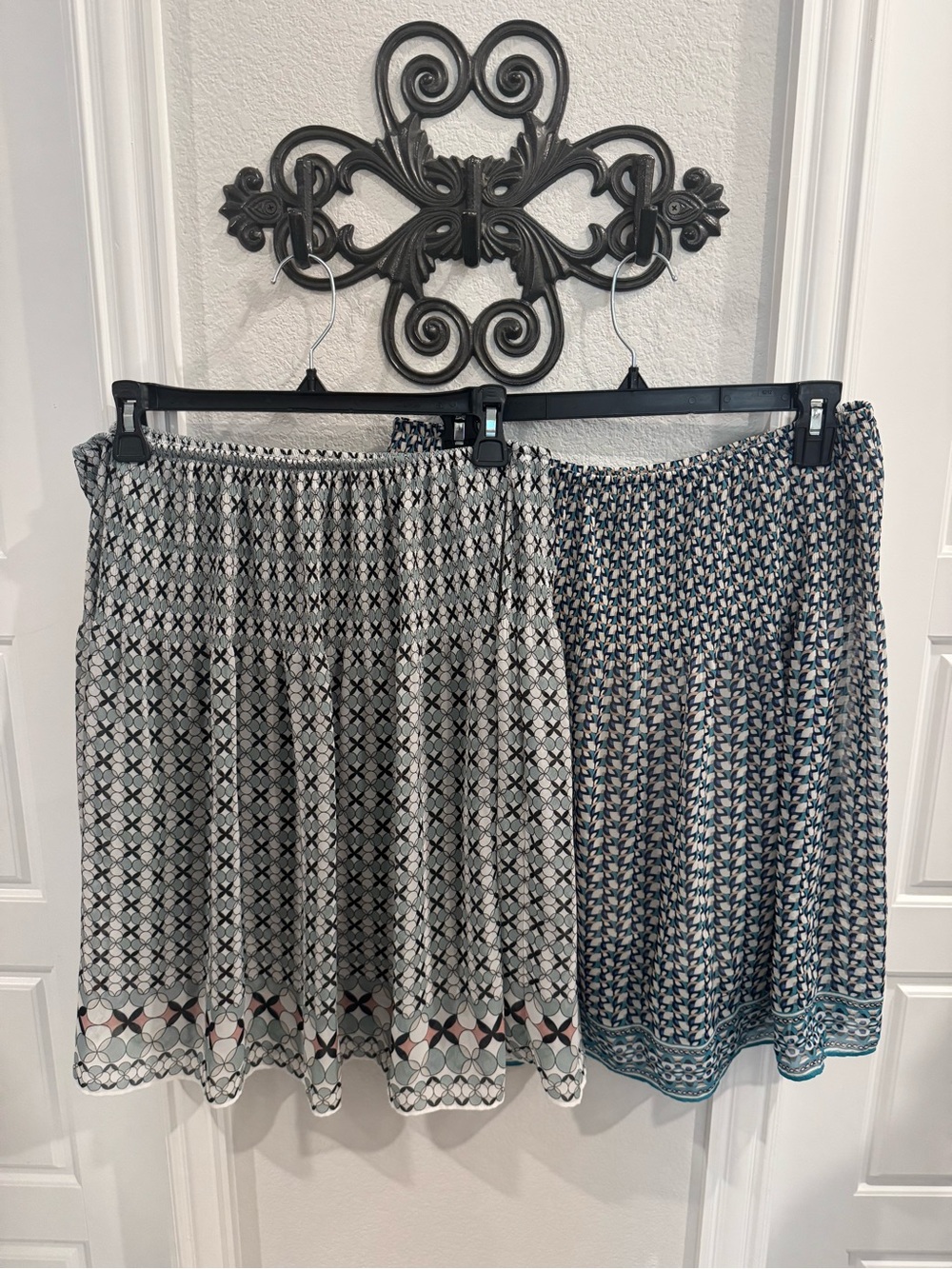 Max Studio Black & Teal Printed Circle Skirts (Pair)